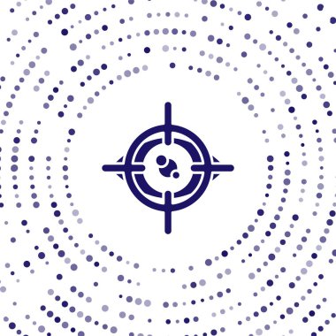 Mavi göz tarama simgesi beyaz arkaplanda izole edildi. Göz taraması yapılıyor. Güvenlik kontrol sembolü. Siber göz işareti. Soyut çember rastgele noktalar. Vektör.