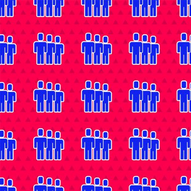 Mavi Kullanıcılar grubunun simgesi kırmızı arkaplanda izole edilmiş. Bir grup insan ikonu. İş simgesi - kullanıcı profili simgesi. Vektör.