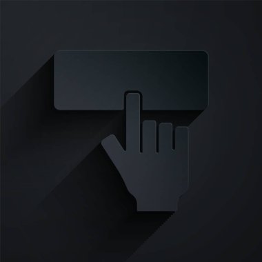 Kağıt kesiği Bilgisayar klavyesi simgesi siyah arkaplanda izole edildi. Bilgisayar bileşeni işareti. Kağıt sanatı tarzı. Vektör.