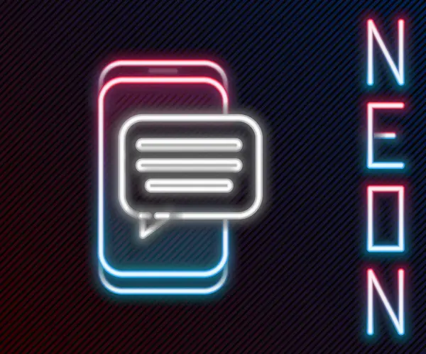 Žhnoucí Neonový Řádek Oznámení Nových Chatových Zpráv Ikoně Telefonu Izolované — Stockový vektor