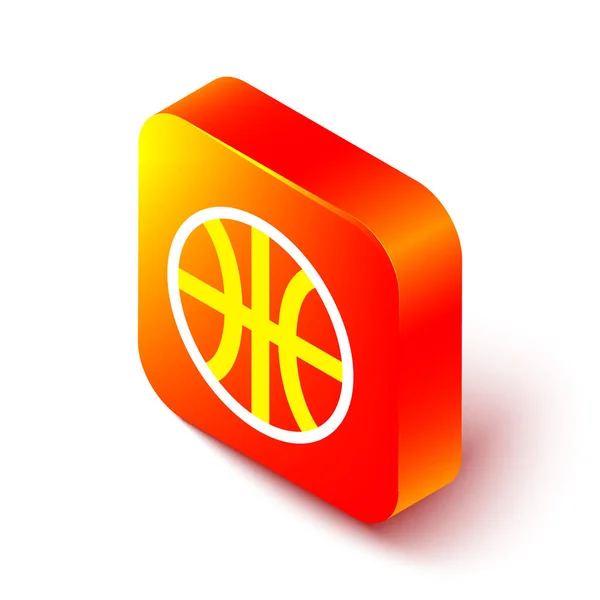 Isometrische Lijn Basketbal Pictogram Geïsoleerd Witte Achtergrond Sport Symbool Oranje — Stockvector