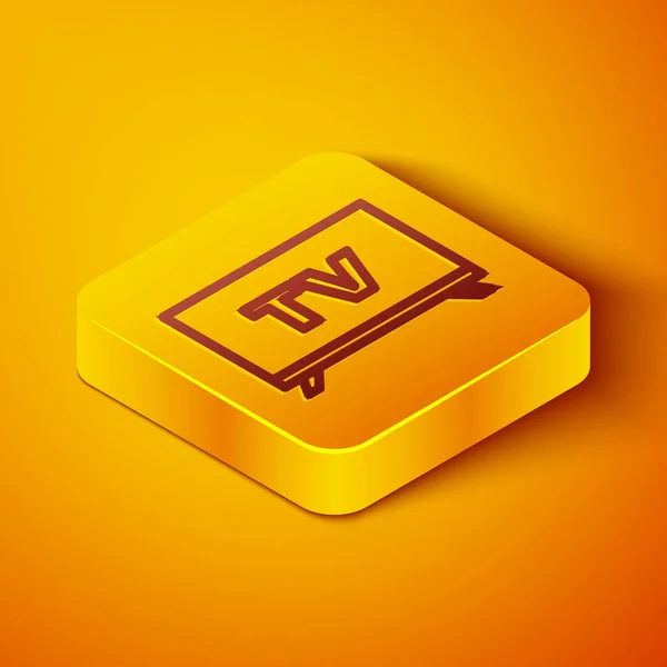 Isometric Line Smart Icon Isolated Orange Background Television Sign Yellow — Stock Vector