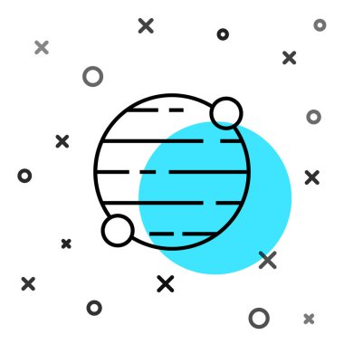 Siyah çizgi gezegen simgesi beyaz arkaplanda izole edildi. Rastgele dinamik şekiller. Vektör.