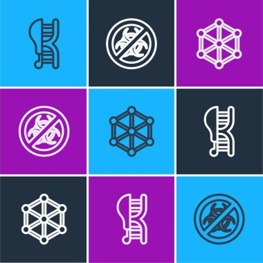 Genetik olarak modifiye edilmiş tavuk, GDO ve Stop simgesi ayarla. Vektör.