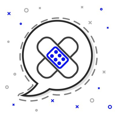 Bandaj alçı simgesi beyaz arkaplanda izole edildi. Tıbbi alçı, yapıştırıcı bandaj, esnek kumaş bandajı. Renkli taslak konsepti. Vektör İllüstrasyonu.