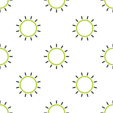 Çizgi Sun simgesi beyaz arkaplanda izole edilmiş pürüzsüz desen. Yaz sembolü. Güneşli bir gün. Vektör İllüstrasyonu.