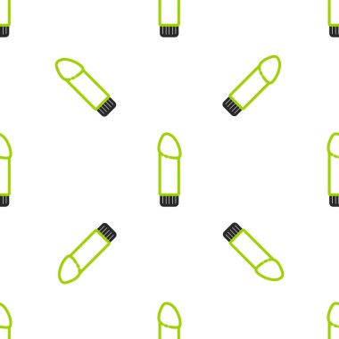 Line Dildo vibrator for sex games icon isolated seamless pattern on white background. Sex toy for adult. Vaginal exercise machines for intimate.  Vector Illustration.