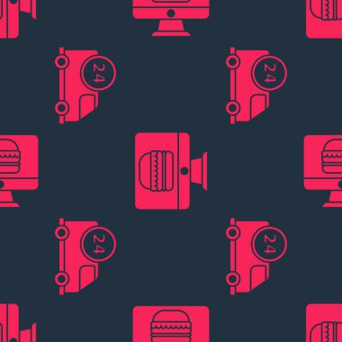 Hızlı teslimatı araba ve çevrimiçi sipariş ve teslimatı kusursuz bir şekilde ayarlayın. Vektör.