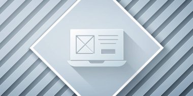 Kağıt kesiği UI veya UX tasarım simgesi gri arkaplanda izole edildi. Kağıt sanatı tarzı. Vektör.