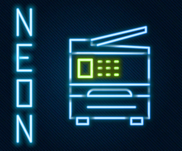 Gloeiende Neon Lijn Printer Icoon Geïsoleerd Zwarte Achtergrond Kleurrijk Concept — Stockvector
