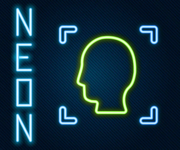 Glödande Neon Linje Ansiktsikonen Isolerad Svart Bakgrund Ikonen För Ansiktsidentifiering — Stock vektor