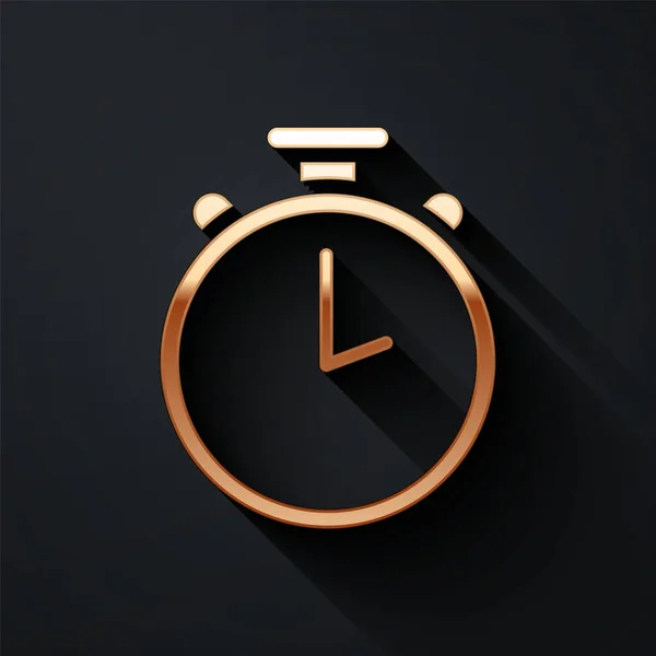 Siyah Arkaplanda Izole Edilmiş Altın Kronometre Simgesi Zaman Göstergesi Kronometre — Stok Vektör