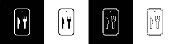 Set Online Ordering Fast Food Delivery Icon Isolated Black White — Stock Vector