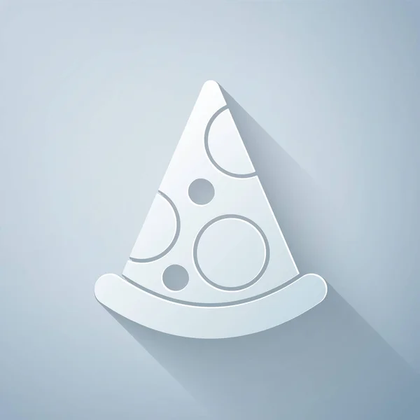 Corte Papel Rebanada Icono Pizza Aislada Sobre Fondo Gris Menú — Archivo Imágenes Vectoriales