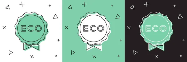 Definir Banner Rótulo Tag Logotipo Para Eco Verde Ícone Comida — Vetor de Stock