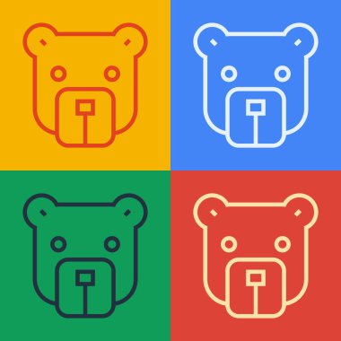 Pop Art Line Bear başlık simgesi renk arkaplanında izole edildi. Vektör.