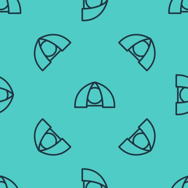 Siyah çizgi turist çadırı simgesi yeşil arka planda izole edilmiş pürüzsüz desen. Kamp sembolü. Vektör.