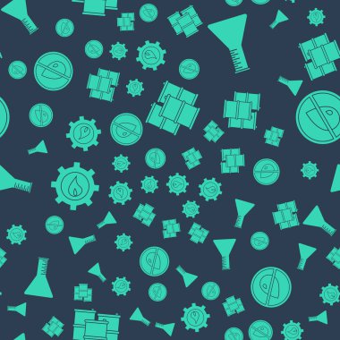 Fıçı yağı, petrol test tüpü, petrol endüstrisi binası ve pürüzsüz desende yağ damlası yok. Vektör.