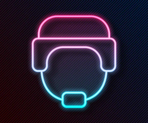 Leuchtende Neon Linie Military Helm Symbol Isoliert Auf Schwarzem Hintergrund — Stockvektor