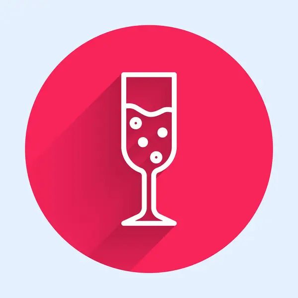 Ligne Blanche Verre Icône Champagne Isolé Avec Une Longue Ombre — Image vectorielle