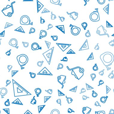 Hat üçgen cetvel, kürek ve rulet yapısını pürüzsüz bir şablona ayarlayın. Vektör.