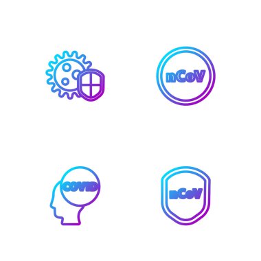 Hat kalkanını virüsten, Corona covid-19 'dan ve 2019-nCoV' dan koru. Renk simgeleri. Vektör.