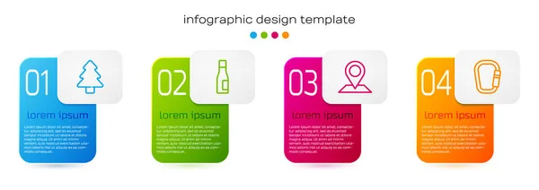 Set Lijn Bos Fles Water Locatie Karabijnhaak Bedrijfsinfographic Sjabloon Vector — Stockvector