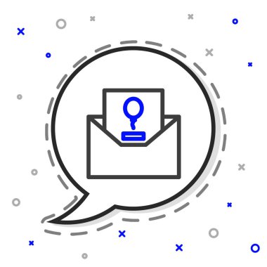 Satır Davet simgesi beyaz arkaplanda izole edildi. Kutlama için davetiye ya da tebrik kartı şablonu. Renkli taslak konsepti. Vektör İllüstrasyonu.