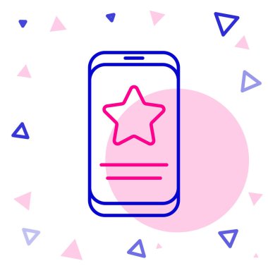 İzleme derecelendirme simgesi beyaz arkaplanda izole edilmiş cep telefonu hattı. Tanıklık mesajları, bildirimler, geri bildirimler. Renkli taslak konsepti. Vektör İllüstrasyonu.