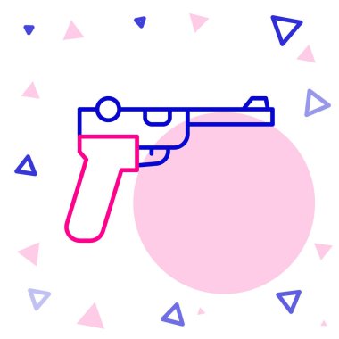 Satır Mauser silah simgesi beyaz arkaplanda izole edildi. Mauser C96 yarı otomatik bir tabanca. Renkli taslak konsepti. Vektör.