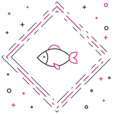 Line Fish simgesi beyaz arkaplanda izole edildi. Renkli taslak konsepti. Vektör.