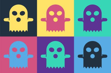 Pop art Ghost icon isolated on color background. Happy Halloween party.  Vector. clipart