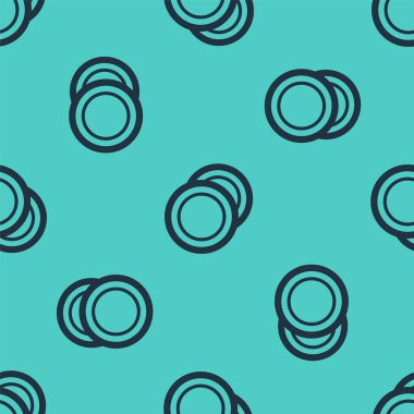 Siyah çizgi simgesi yeşil arkaplanda izole edilmiş pürüzsüz desen. Çatal bıçak sembolü. Restoran tabelası. Vektör İllüstrasyonu.