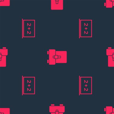 Tebeşir tahtasını ve okul çantasını pürüzsüz bir desene ayarlayın. Vektör.