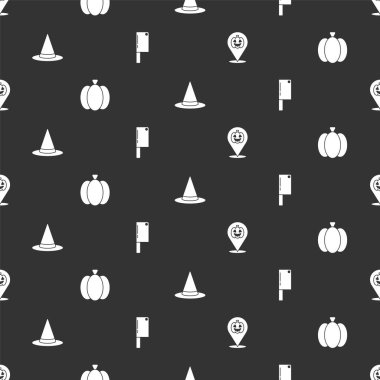 Balkabağı, Cadı şapkası ve Et Helikopteri 'ni kusursuz şekilde ayarlayın. Vektör.