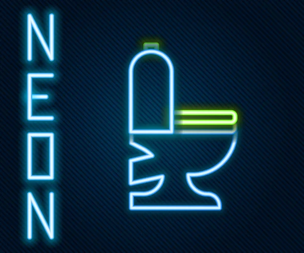 Glödande Neon Linje Toalett Skål Ikon Isolerad Svart Bakgrund Färgstarkt — Stock vektor