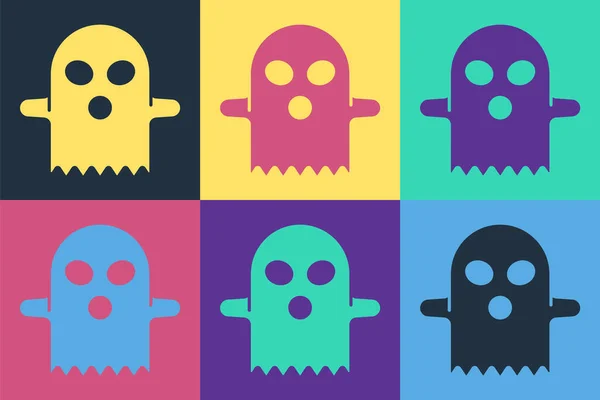 Pop Art Ghost Symbol Isoliert Auf Farbigem Hintergrund Frohe Halloween — Stockvektor