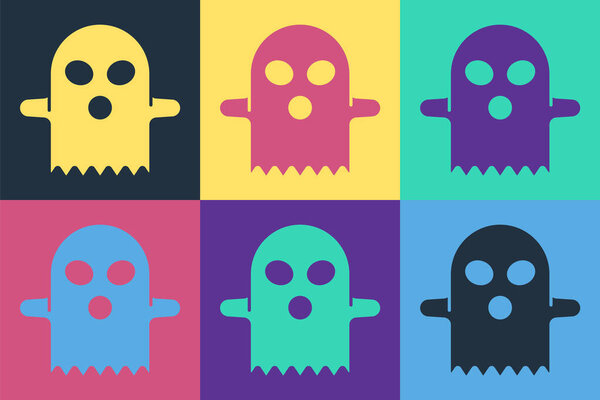 Pop art Ghost icon isolated on color background. Happy Halloween party.  Vector.