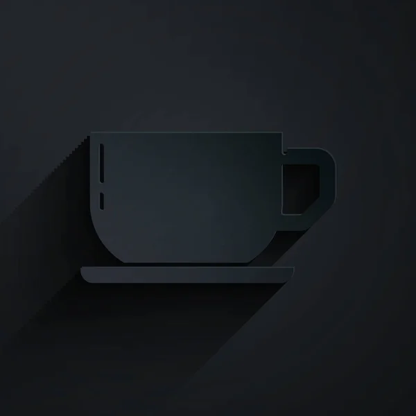 Бумага Вырезать Кофе Значок Чашки Изолированы Черном Фоне Чашка Чая — стоковый вектор