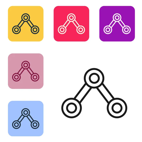 Ligne Noire Icône Molécule Isolée Sur Fond Blanc Structure Des — Image vectorielle