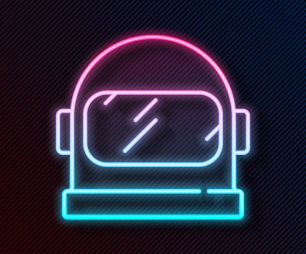 Gloeiende Neon Lijn Astronaut Helm Pictogram Geïsoleerd Zwarte Achtergrond Vector — Stockvector