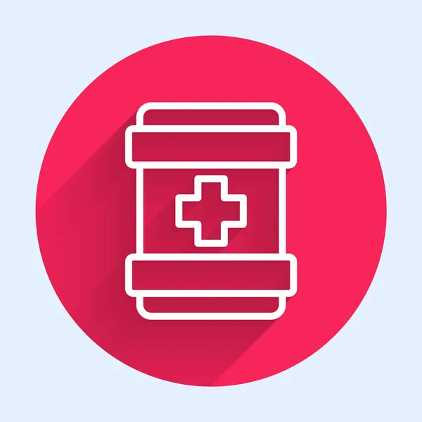 Λευκό Κουτί Πρώτων Βοηθειών Απομονωμένο Μεγάλη Σκιά Ιατρικό Κουτί Σταυρό — Διανυσματικό Αρχείο