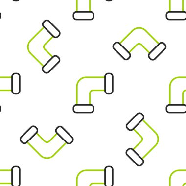 Çizgi Endüstrisi metalik boru ikonu beyaz arka planda izole edilmiş pürüzsüz desen. Tesisat boru hattının farklı şekillerde parçaları. Vektör İllüstrasyonu.