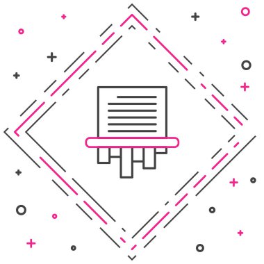 Kağıt öğütücü gizli ve özel belge bürosu bilgi koruma simgesi beyaz arkaplanda izole edildi. Renkli taslak konsepti. Vektör İllüstrasyonu.