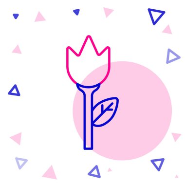 Beyaz arkaplanda çizgi çiçeği lale simgesi izole edildi. Renkli taslak konsepti. Vektör İllüstrasyonu.