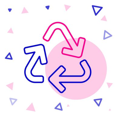 Beyaz arkaplanda izole edilmiş satır geri dönüşüm simgesi simgesi. Dairesel ok simgesi. Çevre geri dönüşümü yeşile döner. Renkli taslak konsepti. Vektör İllüstrasyonu.