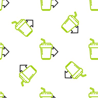 Çizgili kahve fincanı beyaz arka planda izole edilmiş bir iz bıraksın diye. Vektör İllüstrasyonu.