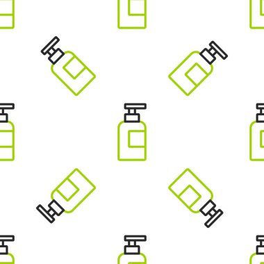 Şampuan ikonu çizgisi beyaz arka planda izole edilmiş pürüzsüz desen. Vektör.