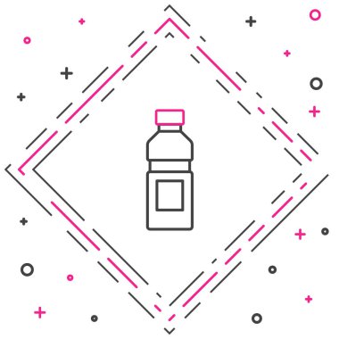 Beyaz arka planda izole edilmiş bir şişe su. Soda su içme tabelası. Renkli taslak konsepti. Vektör.