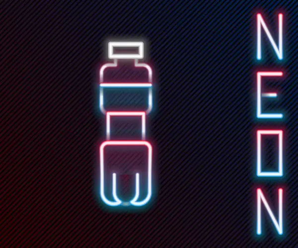 Zářící Neonová Čára Lahvička Ikonou Vody Izolovaná Černém Pozadí Nápis — Stockový vektor